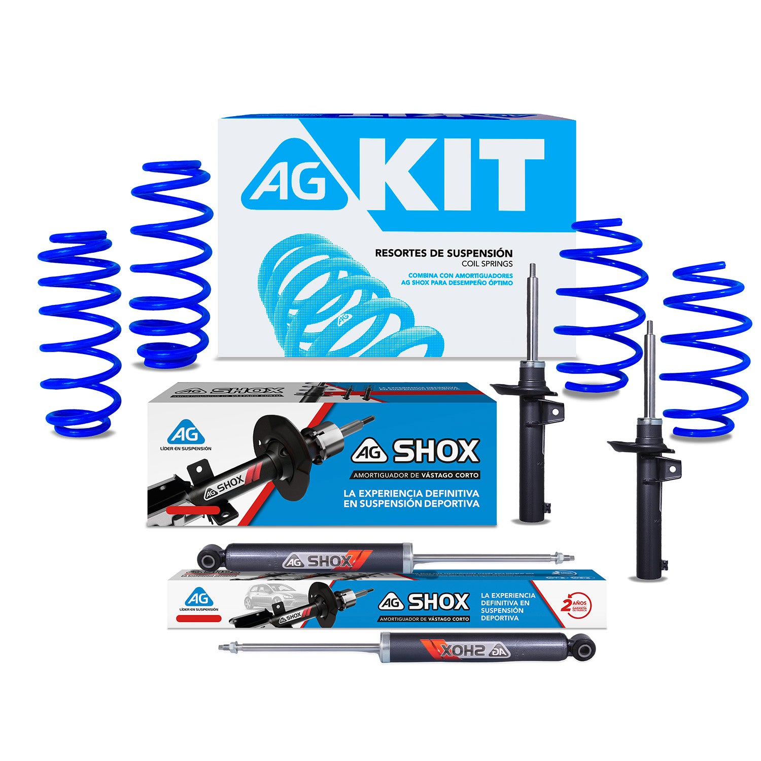 Kit Deportivo Resortes Ag Kit y Amortiguadores Ag Shox Volkswagen Jetta A6 12-18 Kit 8 Piezas