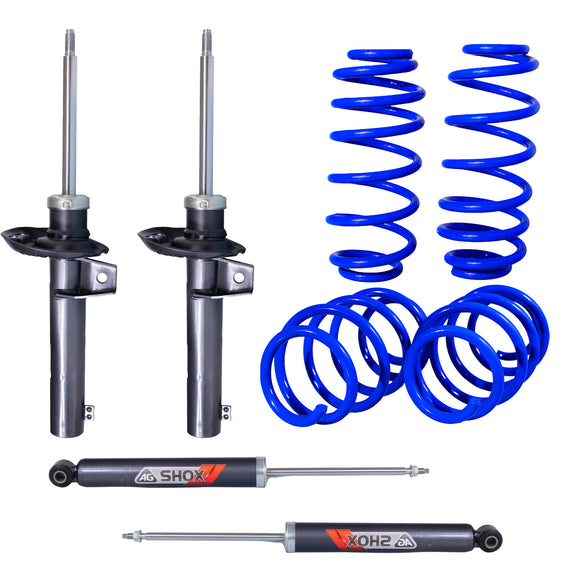 Resortes Deportivos y Amortiguadores Deportivos AG Volkswagen Jetta A6 (Bicentenario) (Carter 50 mm) (Trasero con Eje Suspensión Independiente Buje 14 mm) 2010-2018 Delanteros y Traseros