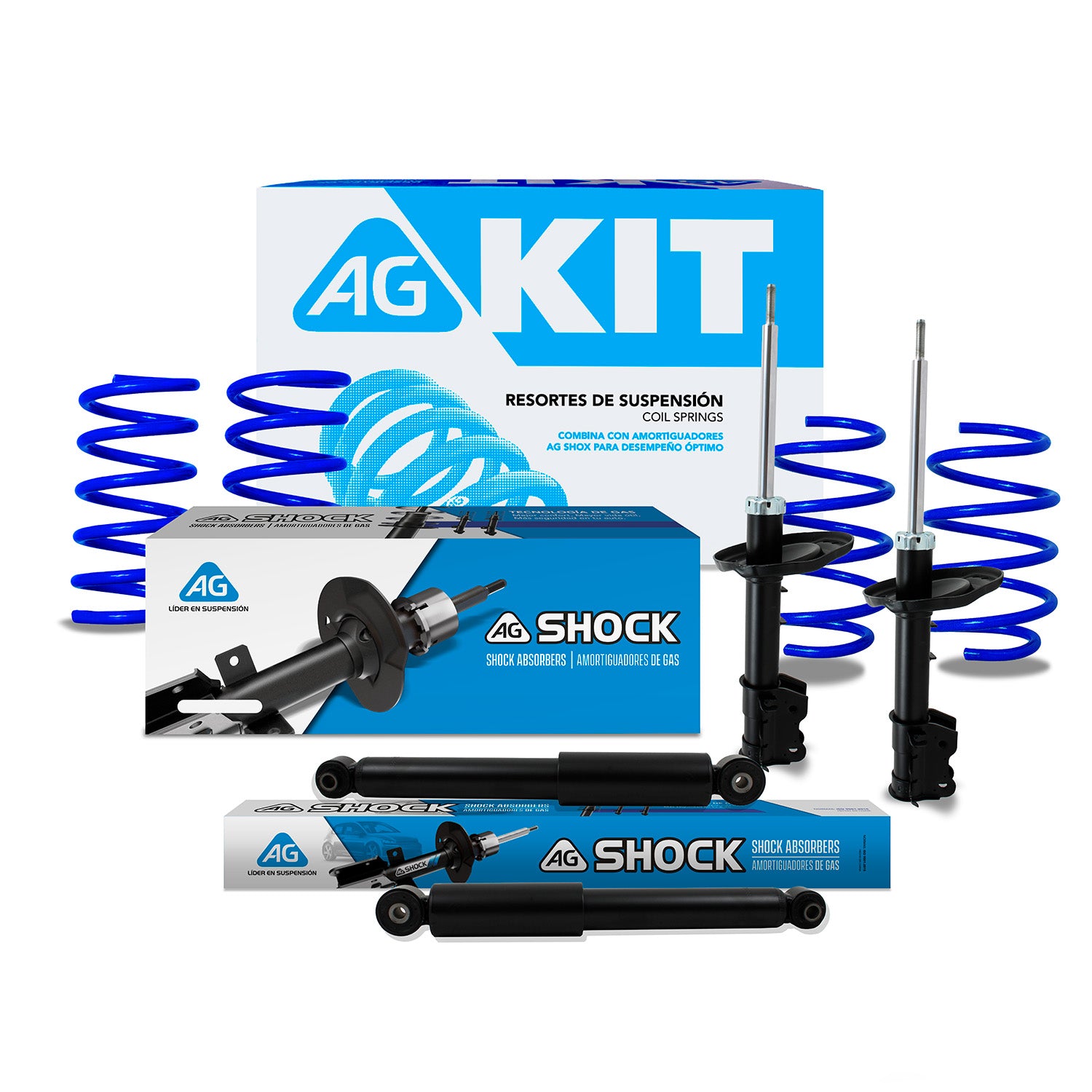 Kit Deportivo Resortes Ag Kit y Amortiguadores Originales Fiat 500 (Todos Importado Excluye Abarth) 2010-2013 8 piezas