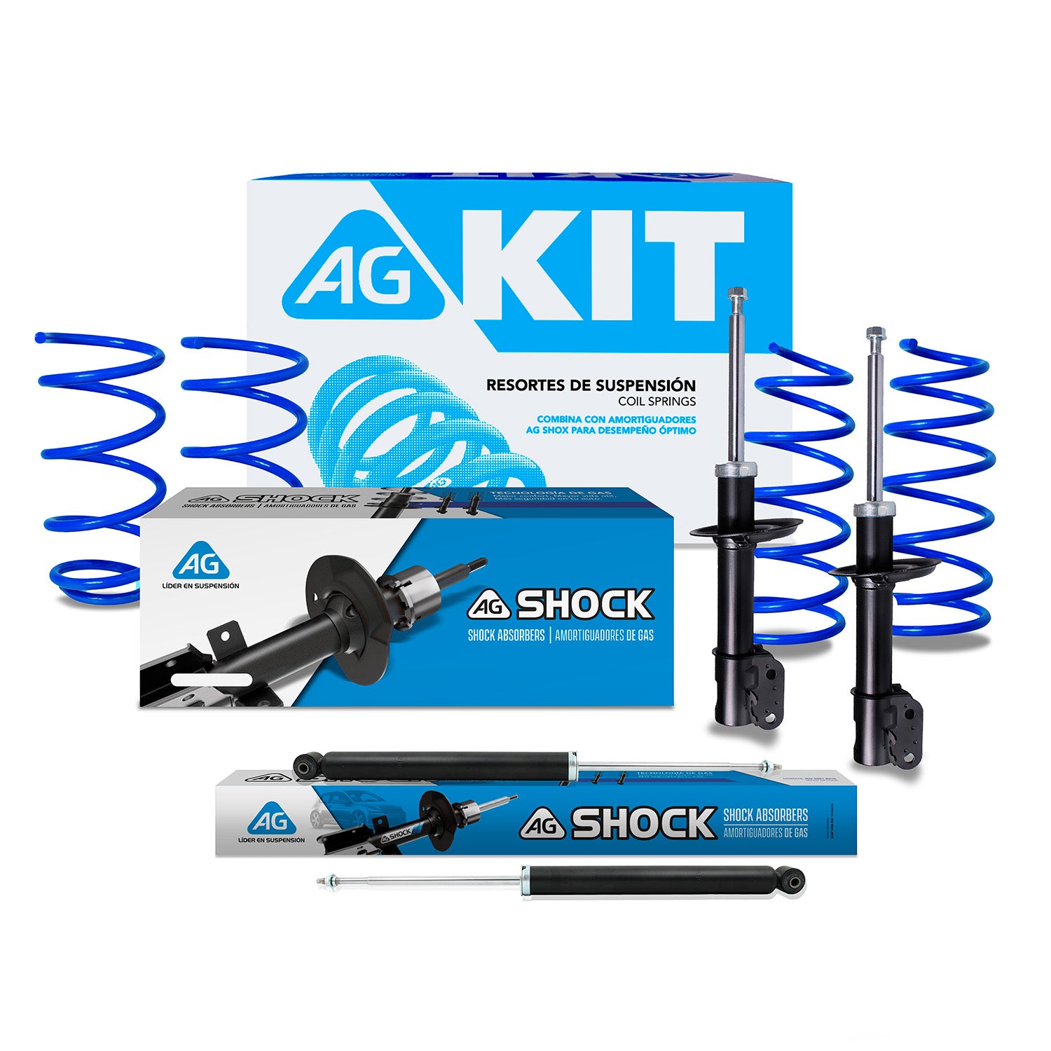 Kit Deportivo Resortes Ag Kit y Amortiguadores Originales Chevrolet Beat (Incluye Beat Activ) 2018-2021 8 piezas