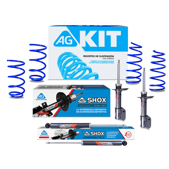 Kit Deportivo Resortes Ag Kit y Amortiguadores Ag Shox Chevrolet Beat 15-18 Kit 8 Piezas