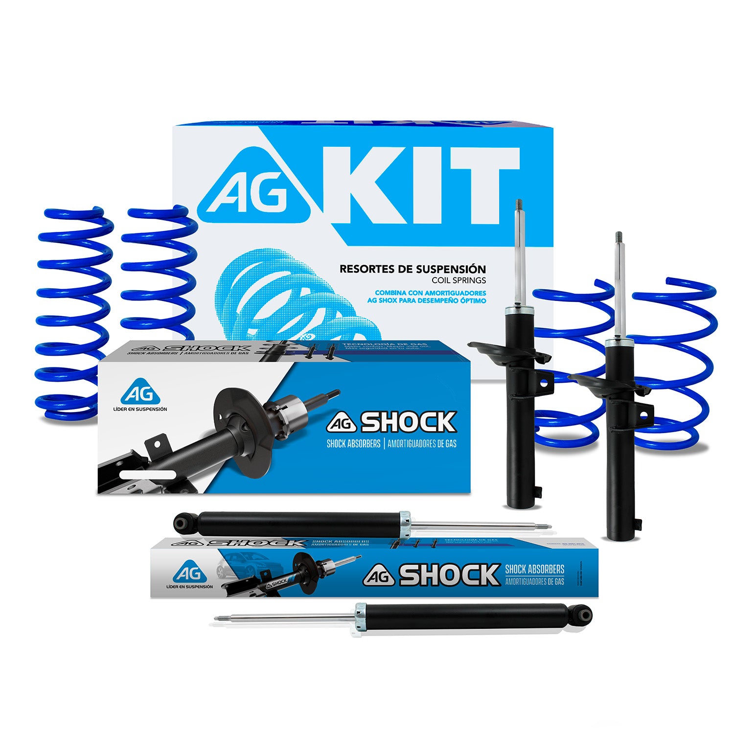 Kit Deportivo Resortes Ag Kit y Amortiguadores Originales Seat León III (FR y Cupra) (Carter 55 mm) (Eje Suspensión Independiente Buje 10 mm) 2012-2020 8 piezas