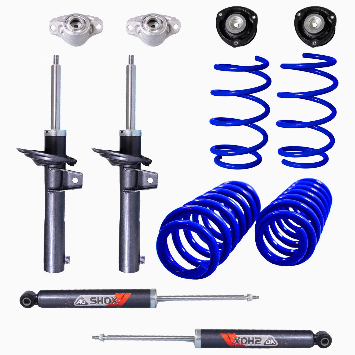 Kit Deportivo Resortes, Amortiguadores y Bases Seat Leon eje rigido 2013-2020 Delanteros y Traseros