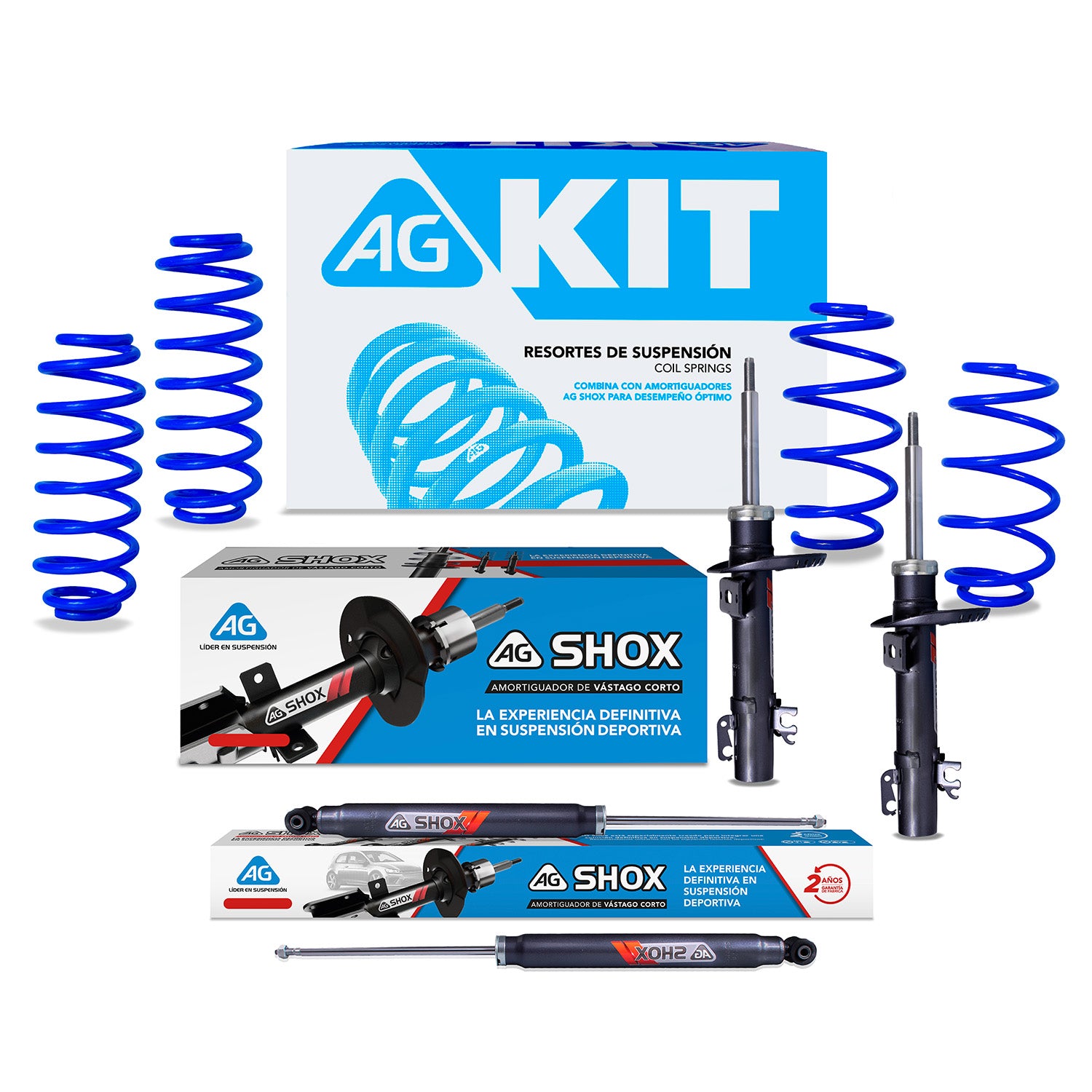 Kit Deportivo Resortes Ag Kit y Amortiguadores Ag Shox VW Vento Kit 8 Piezas
