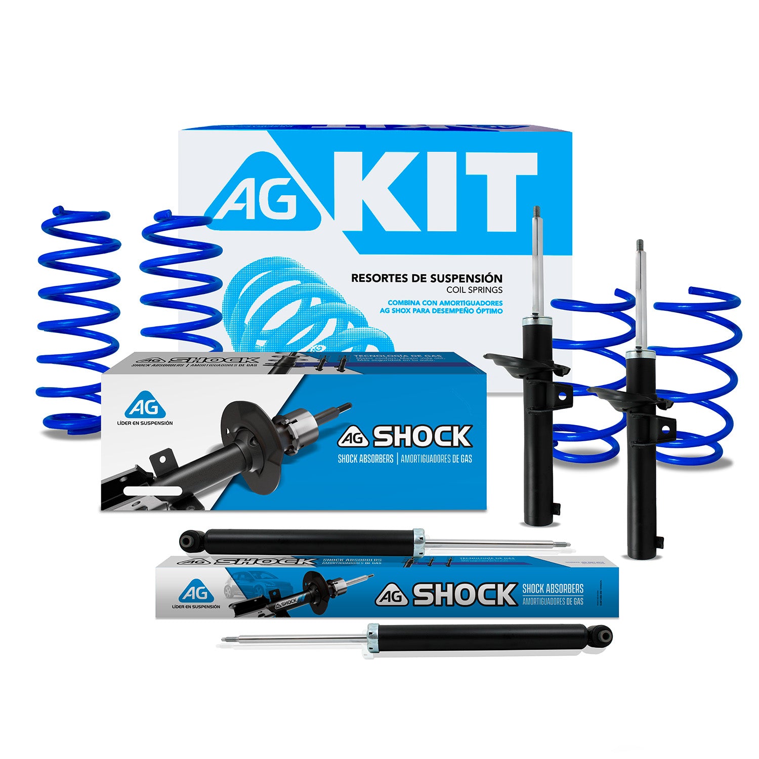 Kit Deportivo Resortes Ag Kit y Amortiguadores Originales Volkswagen Jetta A7 (Carter 55 mm) (Eje Suspensión Independiente Buje 10 mm)   2018-2021 8 piezas