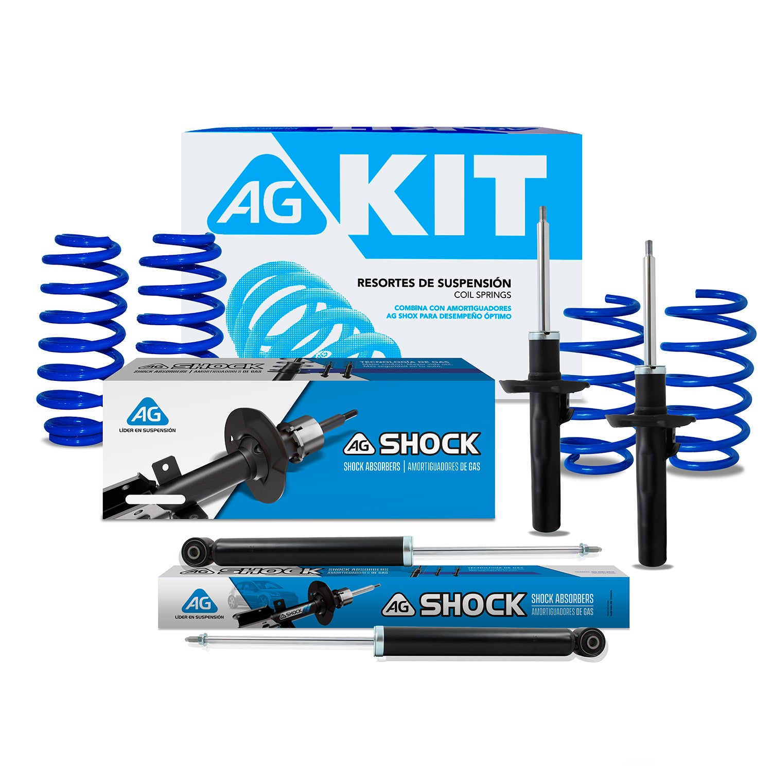 Kit Deportivo Resortes Ag Kit y Amortiguadores Originales Audi A3 (2.5L) 2003-2012 8 piezas