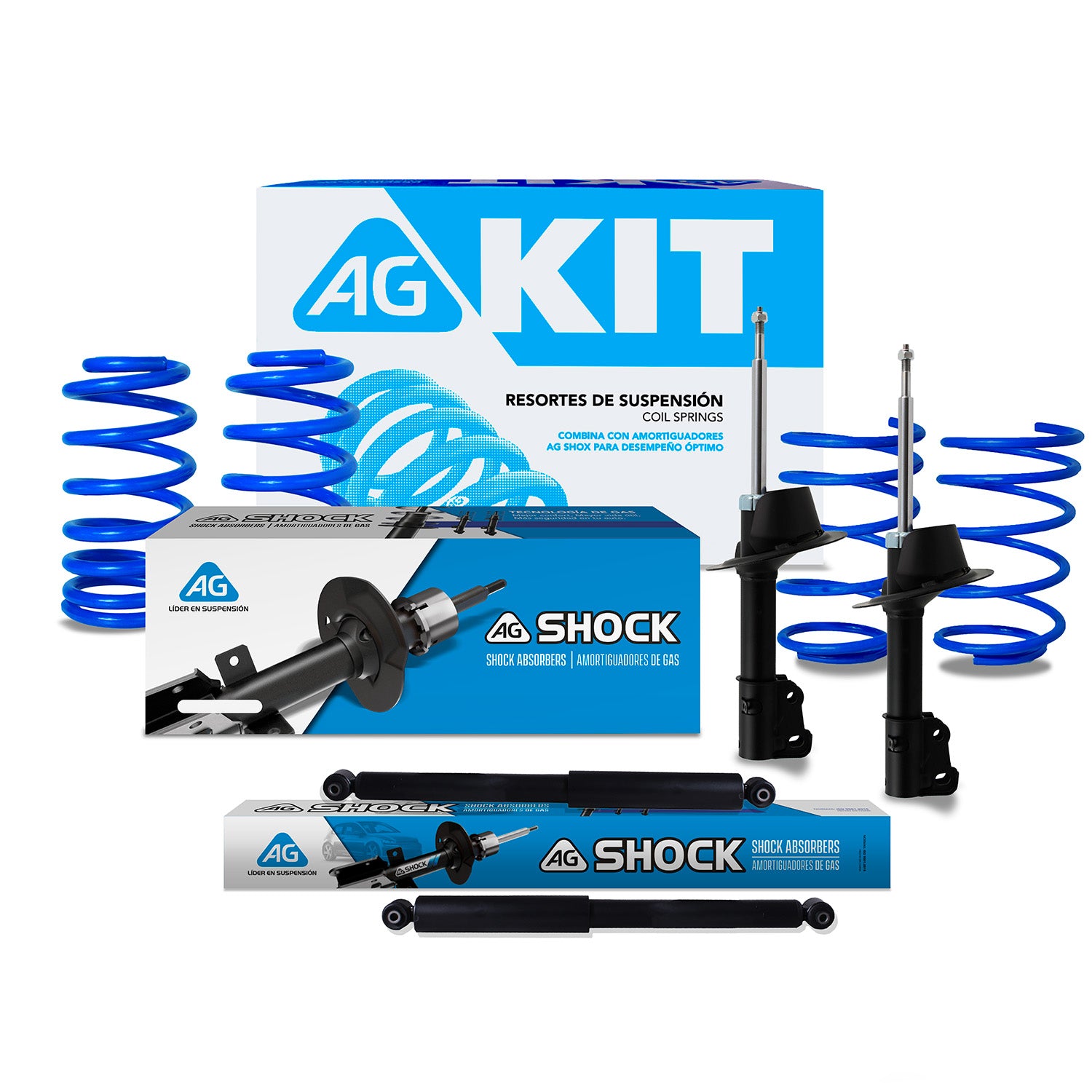 Kit Deportivo Resortes Ag Kit y Amortiguadores Originales Dodge Shadow 1989-1995 8 piezas
