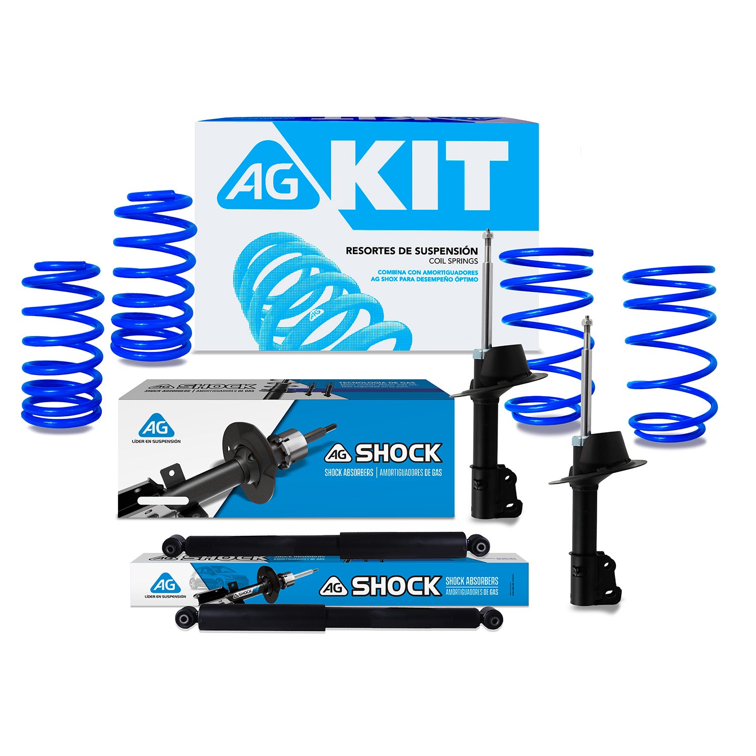 Kit Deportivo Resortes Ag Kit y Amortiguadores Originales Dodge Shadow 1989-1995 8 piezas
