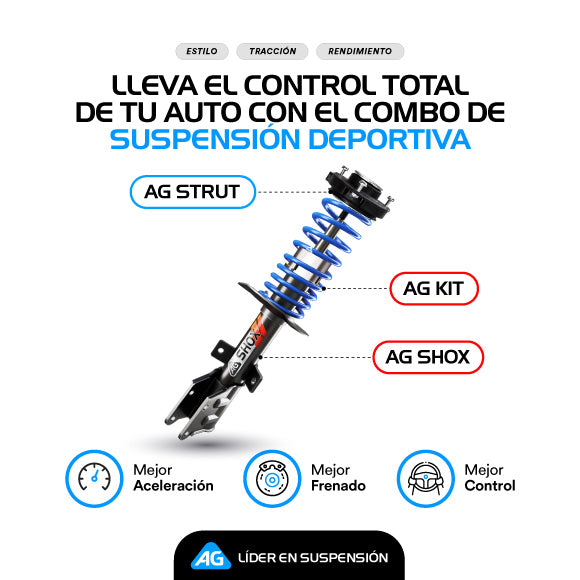 Kit Deportivo Resortes, Amortiguadores y Bases Seat León III Multilink (Carter 55 mm) (Trasero Eje Suspensión Independiente Buje 10 mm) 2012-2020 Delanteros y Traseros