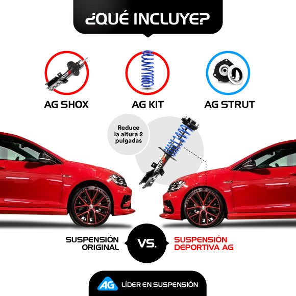Kit Deportivo Resortes, Amortiguadores y Bases Seat Leon 55mm 2006-2012 Delanteros y Traseros