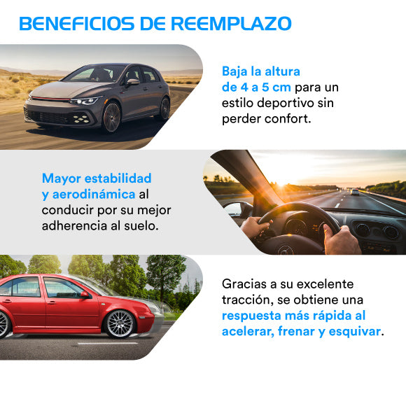 Resortes Deportivos, Amortiguadores Deportivos y Bases AG Nissan Platina 2004-2010 Delanteros