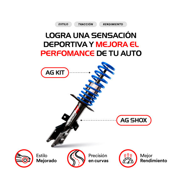 Kit Deportivo Resortes Ag Kit y Amortiguadores Ag Shox Seat Toledo 01-04 Kit 8 Piezas