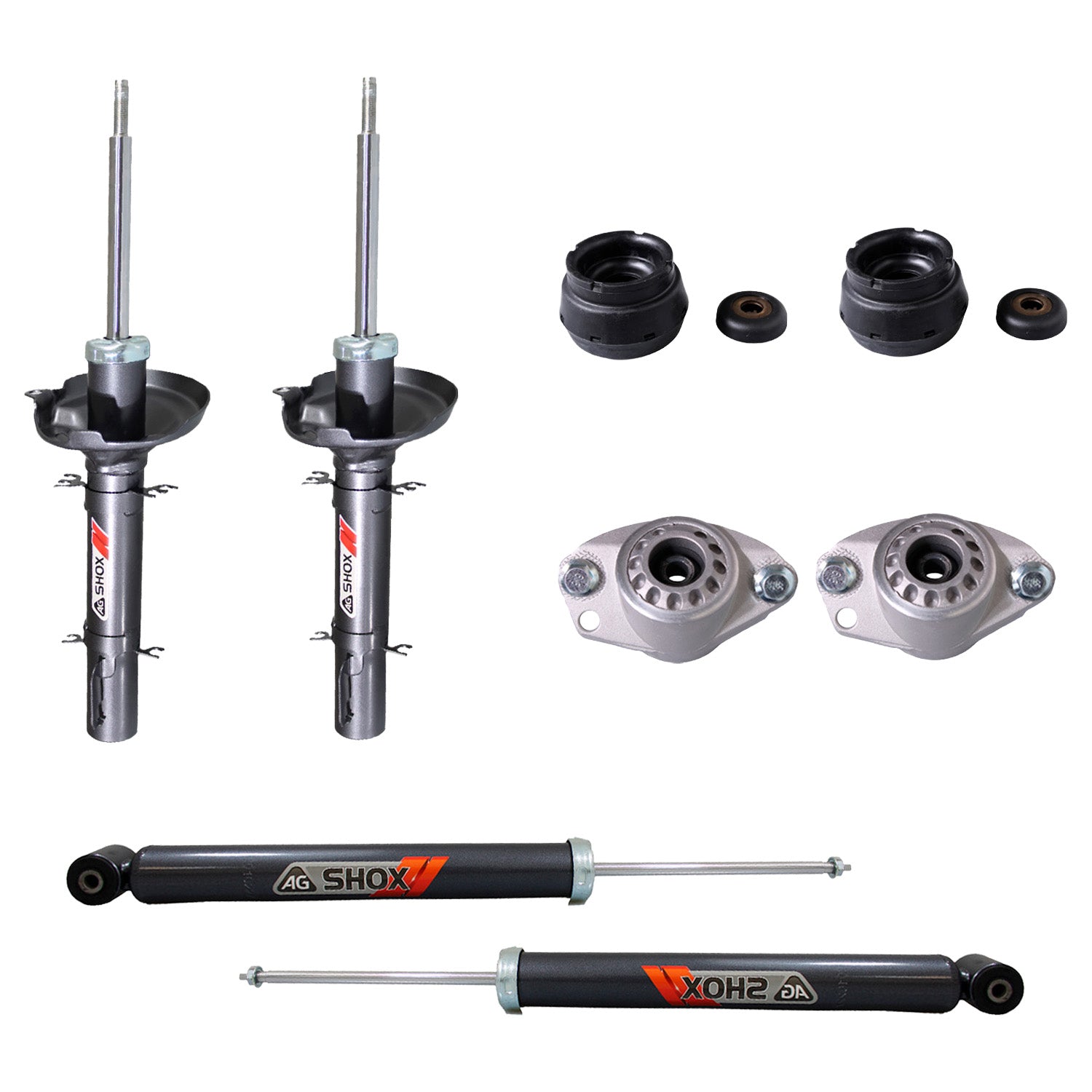 Kit Deportivo Amortiguadores Ag Shox y Bases Volkswagen Jetta A4 1999-2006 Delanteros y Traseros