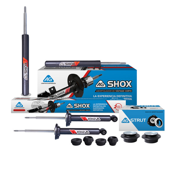 Kit Deportivo Amortiguadores Ag Shox y Bases Volkswagen Pointer 1998-2009 Delanteros y Traseros