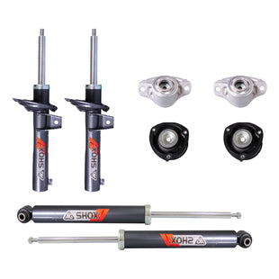 Kit Deportivo Amortiguadores Ag Shox y Bases Seat León III Multilink (Carter 55 mm) (Trasero Eje Suspensión Independiente Buje 10 mm) 2012-2020 Delanteros y Traseros