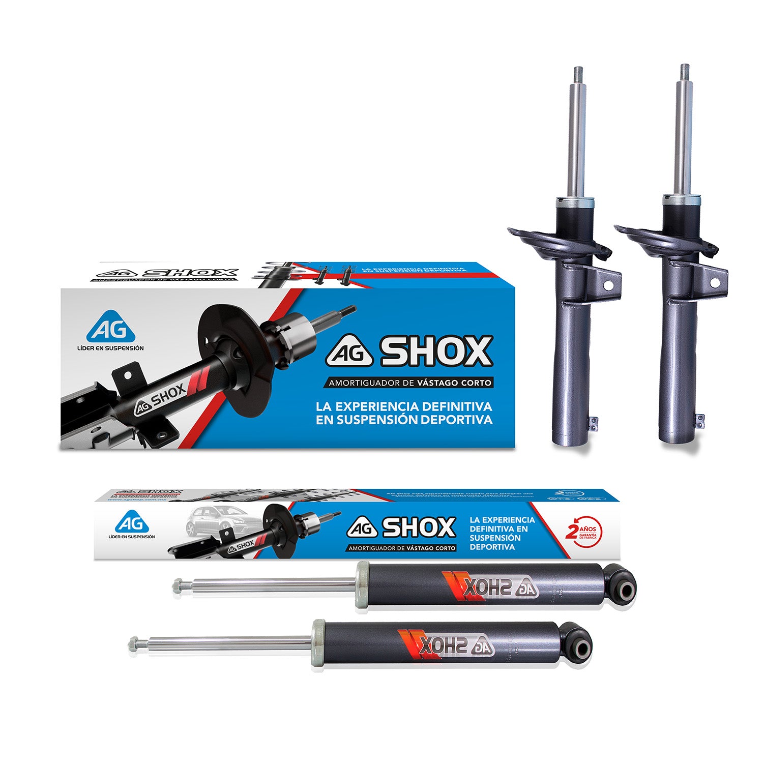 Amortiguadores Deportivos Ag Shox Audi TT (Carter 55 mm) (Trasero Eje Suspensión Independiente Buje 10 mm) 2015-2022 4 piezas