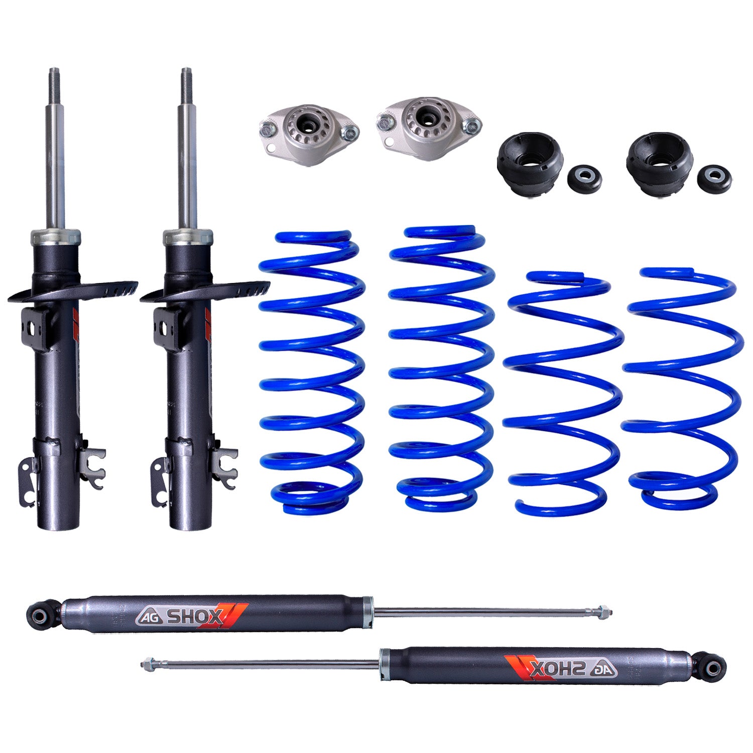 Kit deportivo Resortes, Amortiguadores y Bases AG Seat Toledo 2013-2019 Delanteros y Traseros