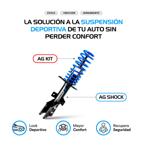 Resortes Deportivos y Amortiguadores AG Volkswagen Jetta A6 (Bicentenario) (Carter 55 mm) / (Eje rígido Buje 14 mm) 2010-2018 Delanteros y Traseros