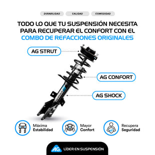 Amortiguadores Originales, Resortes y Bases AG Volkswagen Jetta A7 (Carter 55 mm) (Eje Suspensión Independiente Buje 14 mm) 2018-2025 Delanteros y Traseros