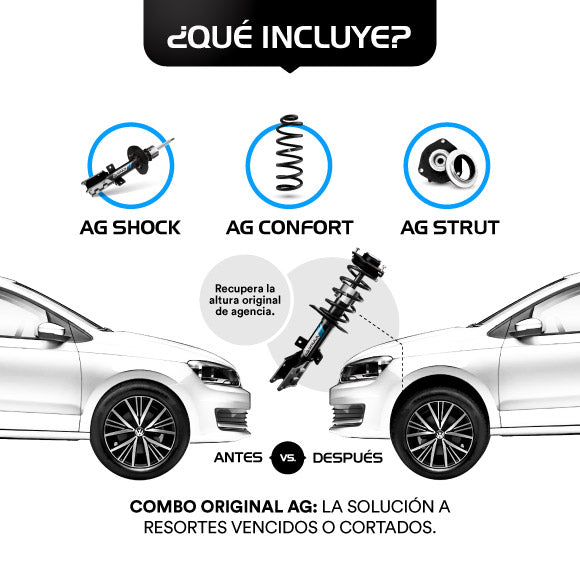 Amortiguadores Originales, Resortes y Bases AG Volkswagen Jetta A3 (Reforzado) 1992-1999 Traseros