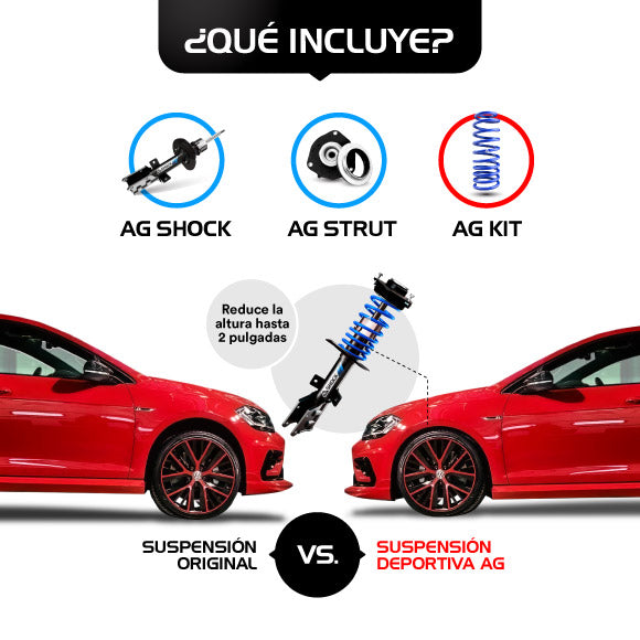Resortes Deportivos y Amortiguadores Originales AG Kit AG Shock Seat León II (FR y Cupra) (Carter 55 mm) (2.5L) 2005-2012 Delanteros