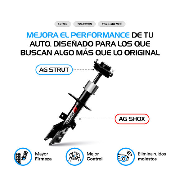 Amortiguadores Deportivos y Bases AG Shox AG Strut Seat Ibiza 6F (Buje 10 mm Trasero) 2018-2023 Delanteros y Traseros