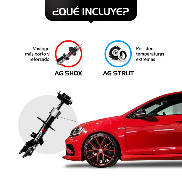 Kit Deportivo Amortiguadores Ag Shox y Bases Seat Toledo 2001-2005 Traseros