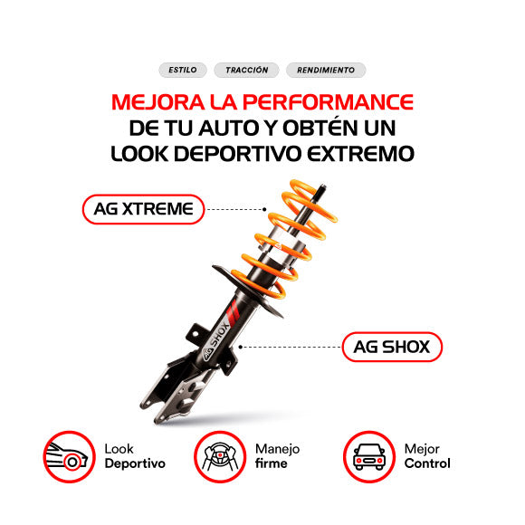 Resortes Deportivos y Amortiguadores Deportivos AG Chevrolet Aveo 2008-2017 Delanteros y Traseros