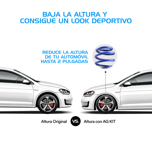 Kit Deportivo Resortes Ag Kit y Amortiguadores Originales Audi A3 (8V) (Carter 55 mm) (Eje Suspensión Independiente Buje 10 mm) 2012-2019 8 piezas