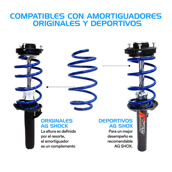 Resortes Deportivos Ag Kit Volkswagen Jetta A7 19-20 Par Trasero