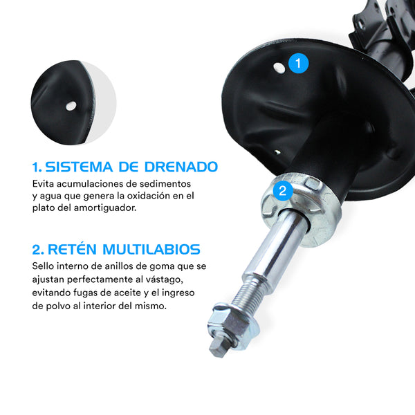 Amortiguadores Originales Ag Shock Seat León III (FR y Cupra) (Eje Suspensión Independiente Buje 10 mm) (55 mm) 2012-2023 4 Piezas