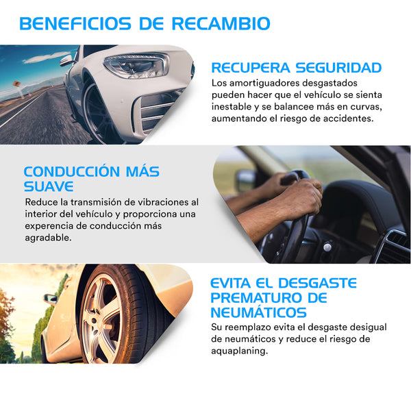 Kit Original Amortiguadores y Bases Ford Fiesta 1.6L 4.0 Cil 2014-2018 8 Piezas Del y Tras
