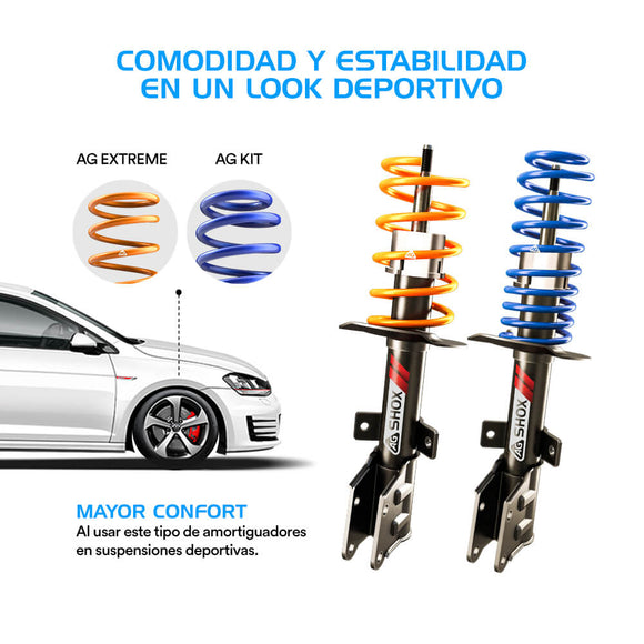 Amortiguadores Deportivos AG Shox Volkswagen Passat (Carter 55 mm) (Trasero con Eje Suspensión Independiente Buje 14 mm) 2010-2016 Delanteros