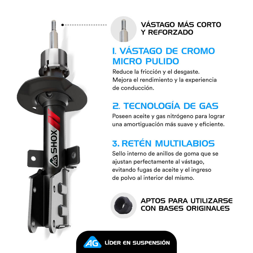 Kit Deportivo Resortes Ag Xtreme y Amortiguadores Ag Shox Volkswagen Pointer Todos Kit 8 Piezas