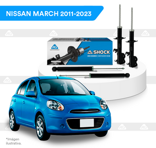 Amortiguadores Originales AG Shock Nissan March (No usa tornillo estabilizador) 2011-2023 Kit 4 Piezas