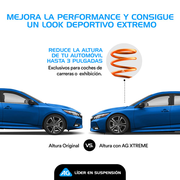 Resortes Deportivos Ag Xtreme Volkswagen Jetta A3 (Alemán, Aro Chico) 1992-1999 Kit 4 Piezas