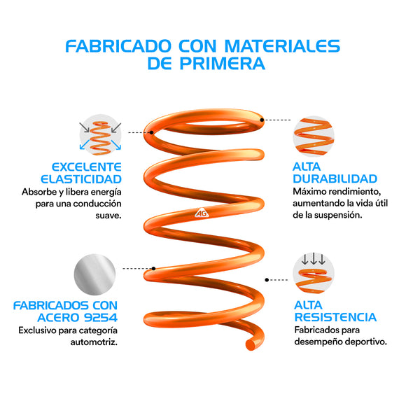 Resortes Deportivos AG Xtreme Chevrolet Corsa 2003-2009 Kit 4 Piezas