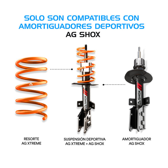 Resortes Deportivos AG Xtreme Chevrolet Corsa 2003-2009 Kit 4 Piezas