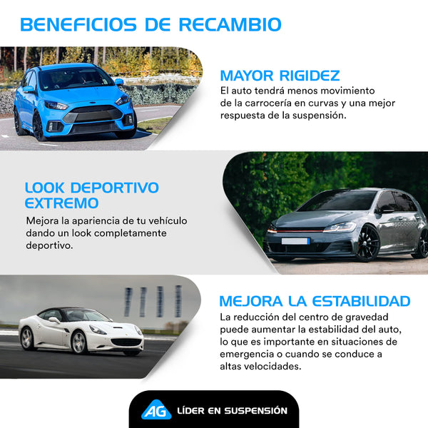 Resortes Deportivos Ag Xtreme Volkswagen Jetta A3 (Alemán, Aro Chico) 1992-1999 Kit 4 Piezas