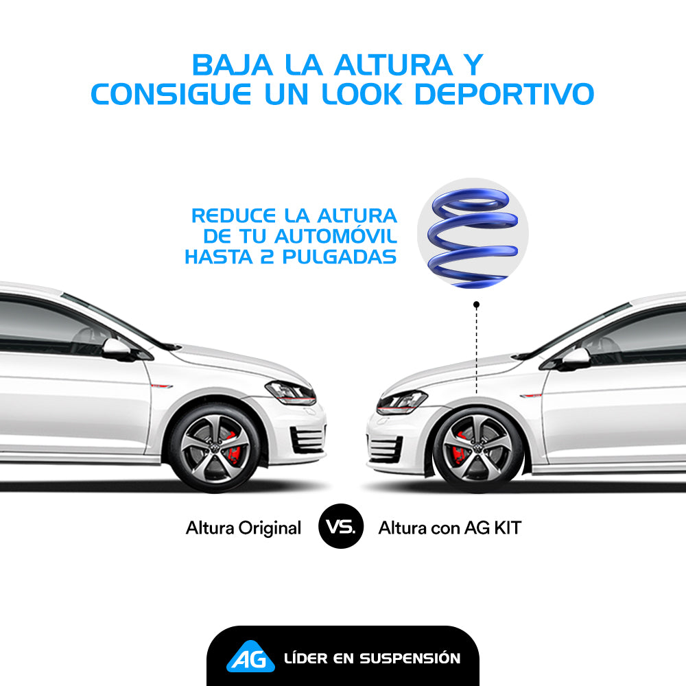 Kit deportivo Resortes, Amortiguadores y Bases AG Volkswagen Vento 2014-2022 Delanteros y Traseros