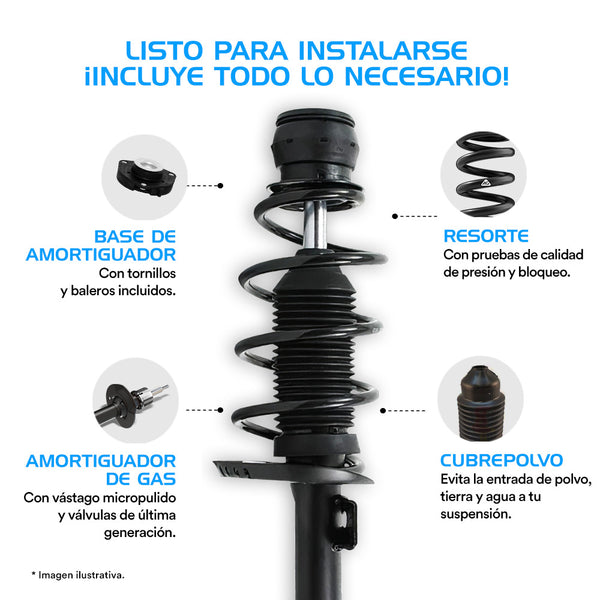 Suspensión completa AG Proshock para Nissan March (Sin tornillo estabilizador) 2011 al 2023 delantero derecho