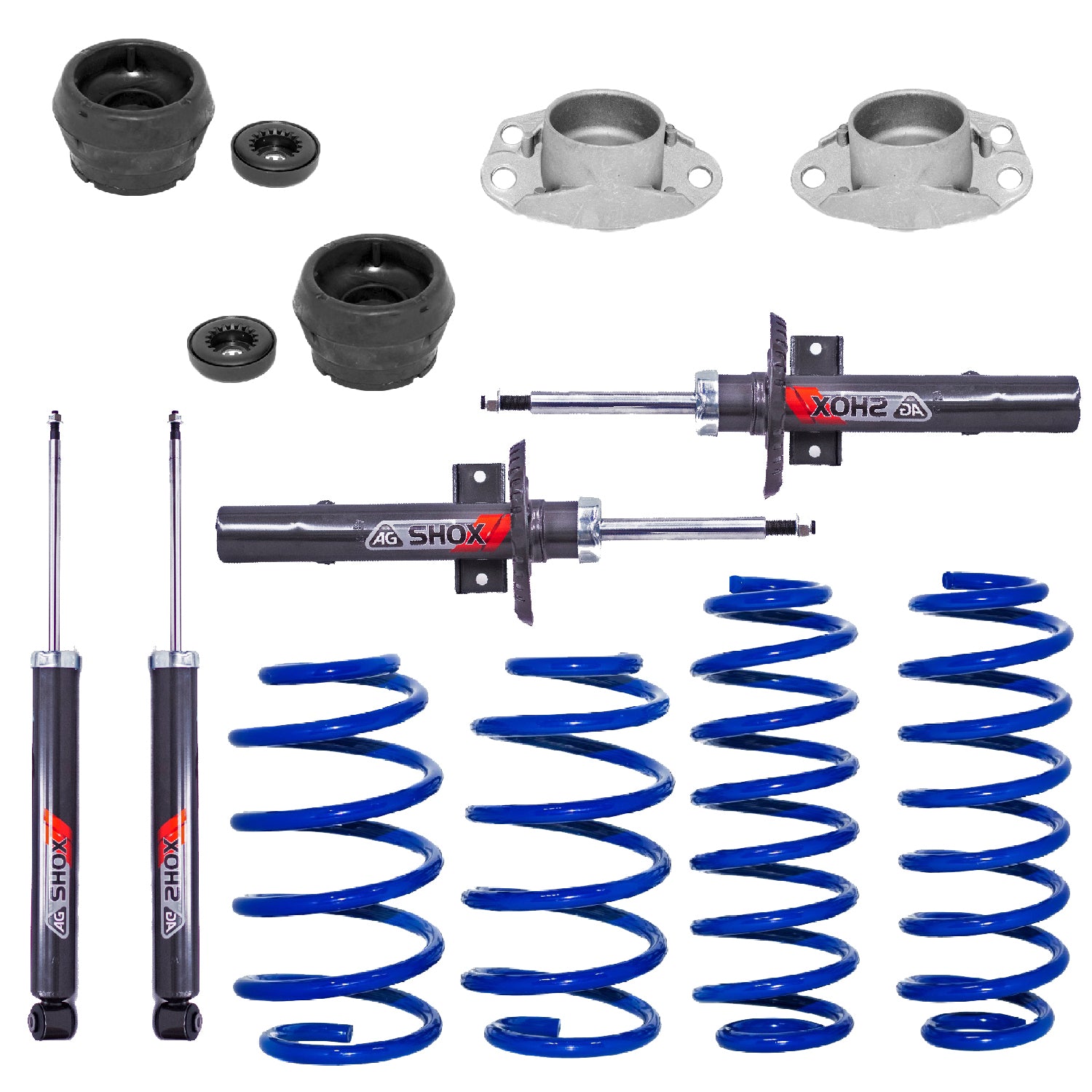 Kit Deportivo Resortes, Amortiguadores y Bases Volkswagen Derby 1997-2008 Delanteros y Traseros