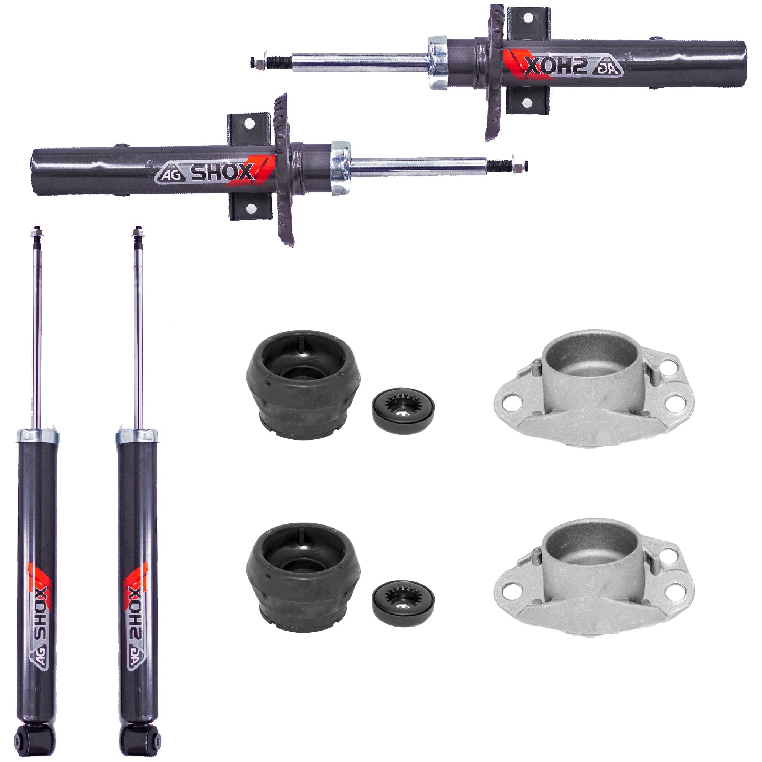 Kit Deportivo Amortiguadores Ag Shox y Bases Seat Ibiza 2003-2017 Delanteros y Traseros