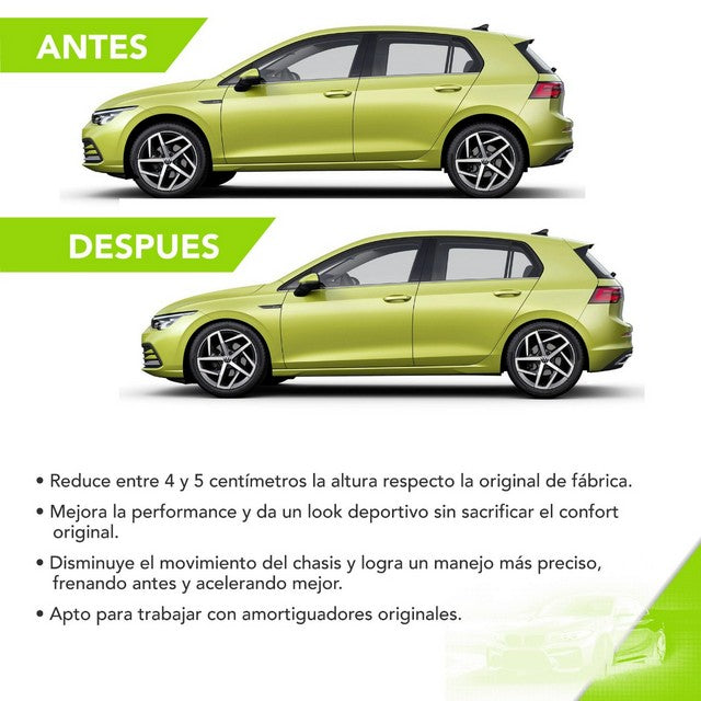 Kit Deportivo Resortes Ag Kit y Amortiguadores Ag Shox Nissan Sentra B17 2013-2019 Delanteros y Traseros
