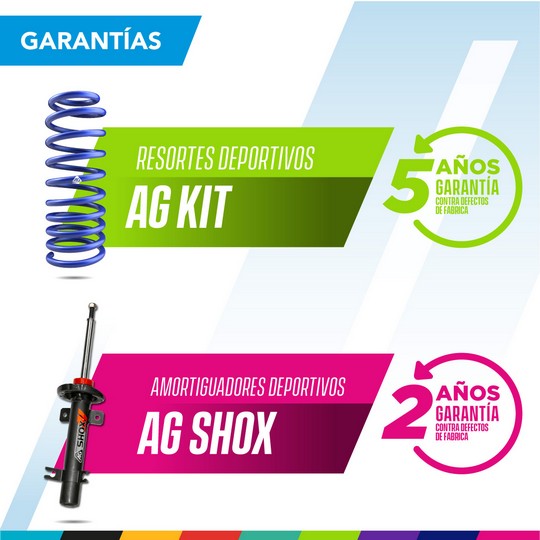 Kit Deportivo Resortes Ag Kit y Amortiguadores Ag Shox Volkswagen Bora 50mm Todos Kit 8 Piezas