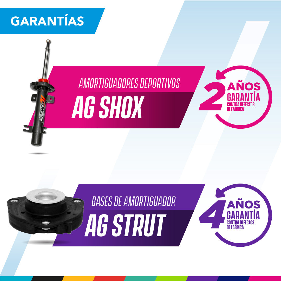 Kit Deportivo Amortiguadores Ag Shox y Bases Seat Ibiza 6J (Delantero con anclaje) 2009-2017 Delanteros y Traseros