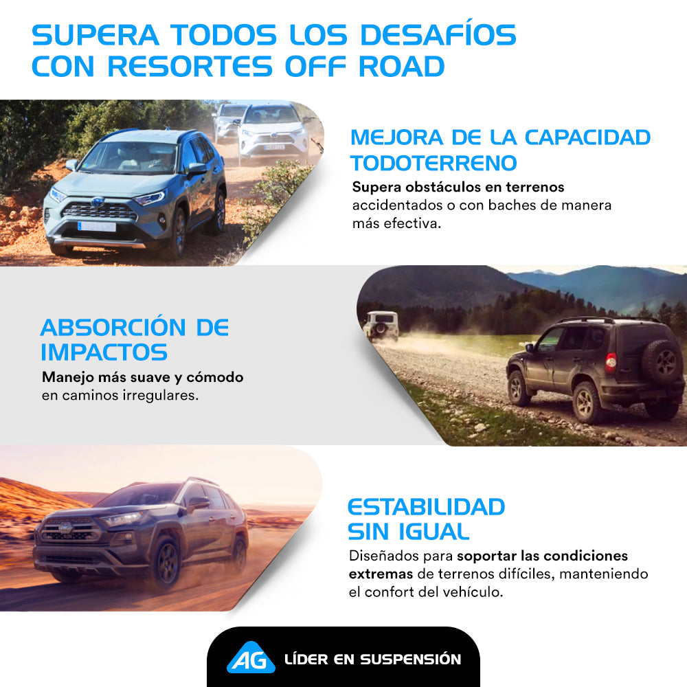 Resortes Todoterreno Ag Off Road Jeep Wrangler 4.0L (Inc. Rubicon) (TJ) 1997-2006 Delanteros y Traseros